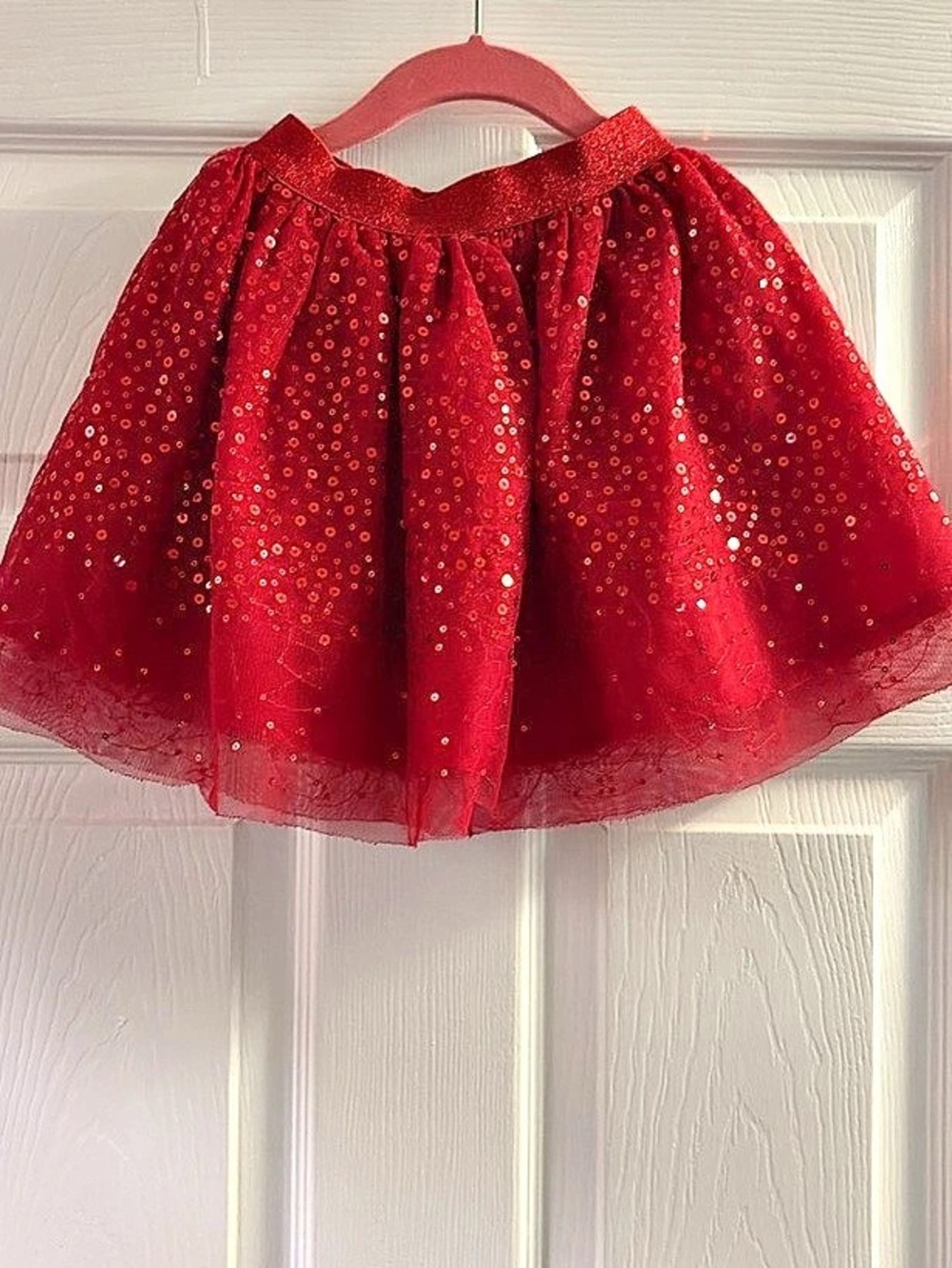 Red Sequin Tulle Skirt